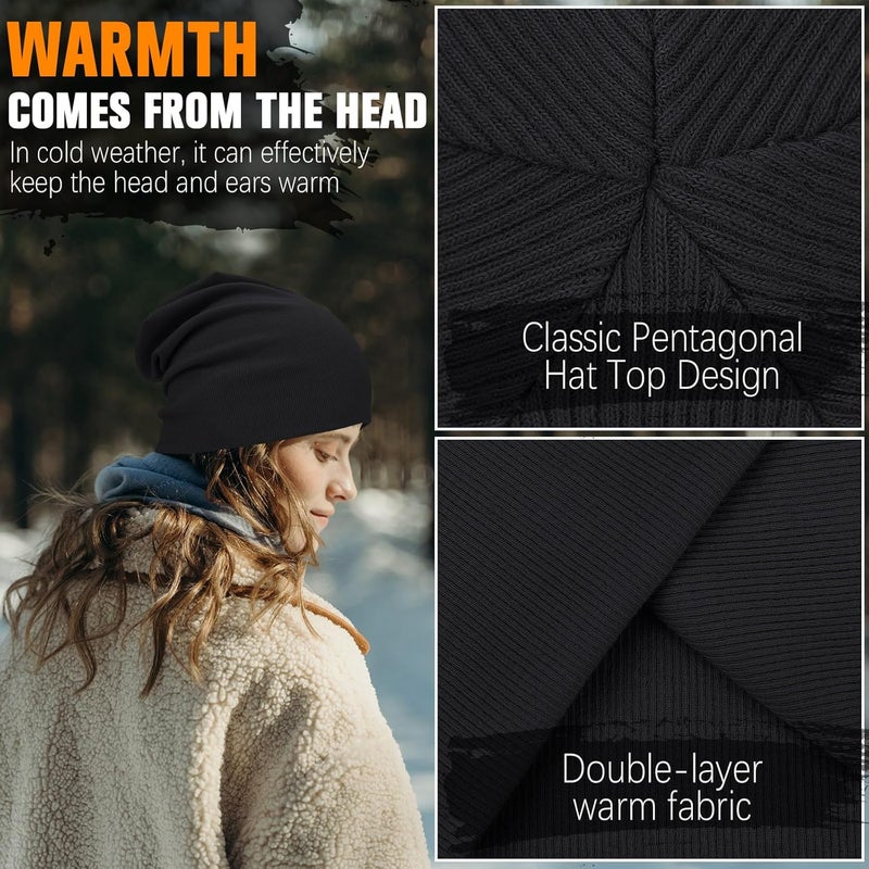 YANIKY Slouchy Beanie for Women, Mens Soft Cotton Beanie Hat, Double Layer Windproof Skull Cap for All Seasons - Image 5